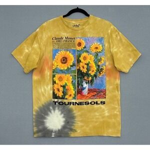 Philcos Claude Monet Tournesols Sunflower Art Tie Dye T-Shirt Yellow Mens Medium